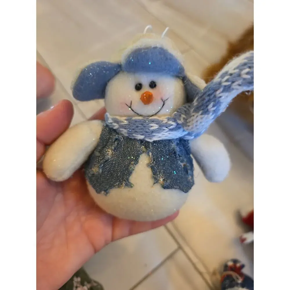 Stand Up Fuzzy Snowman Stuff‎ Animal Winter Holiday Decoration Lot Of 3